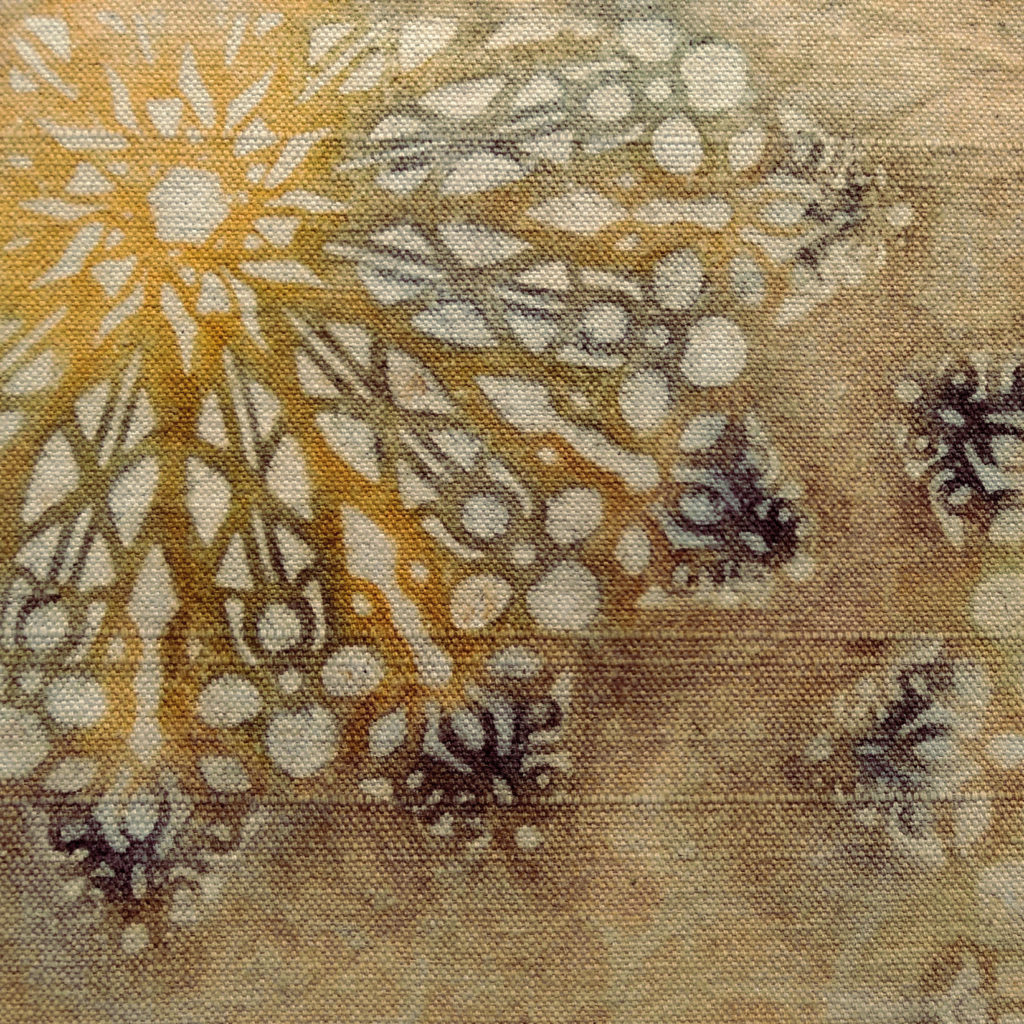 Katazome con pinturas naturales de granada, chestnut, liquen, cebolla.