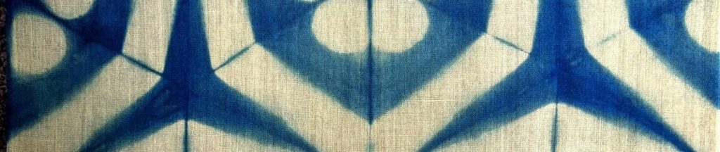 itajime-shibori teñido con índigo eco